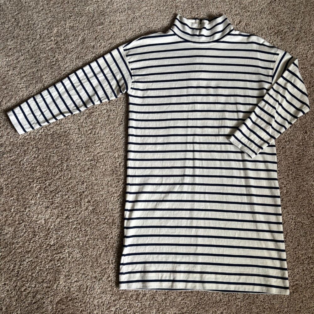 Vineyard Vines Dress Womens S Cream Navy Stripe Mockneck Preppy Nautical Mini